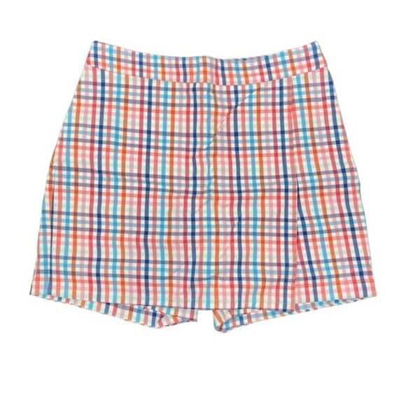 Talbots Skort Multicolor Pockets Side Zip Orange Blue White Pink Women's Size 6 - Picture 1 of 10